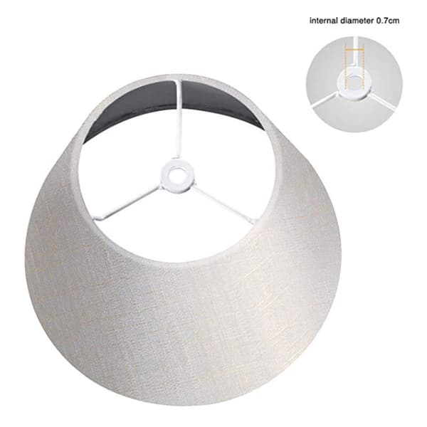 White Fabric Lampshade 5 inch Top Diameter X 9 inch Bottom Diameter X 7 inch Height (White with Gold Threads)