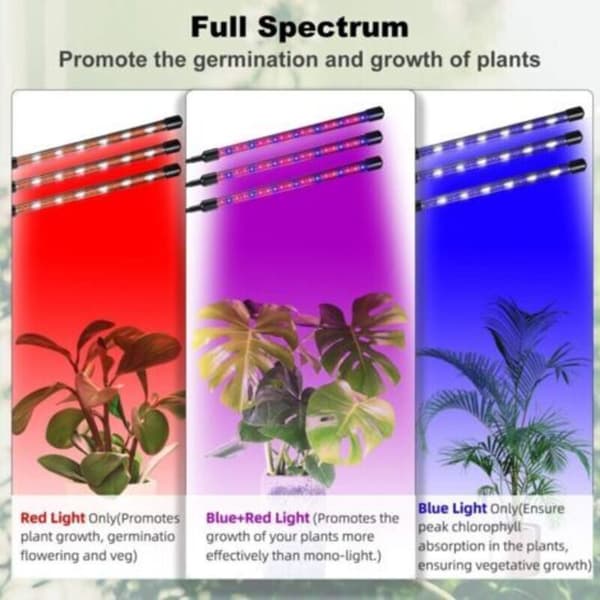 14W Plant Lamp - 60 Adjustable LEDs - Full Spectrum - Automatic Timer - Lighting Time: 3h/6h/12h - 3 Lighting Modes - Dimmable