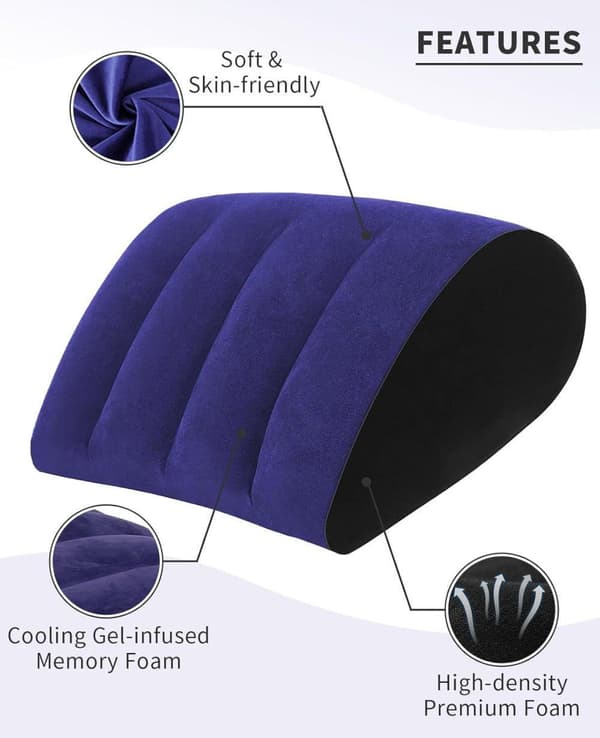 Inflatable Wedge Pillow, Leg Care & Back Support Pillow for Bed, Travel, Office and Relaxation