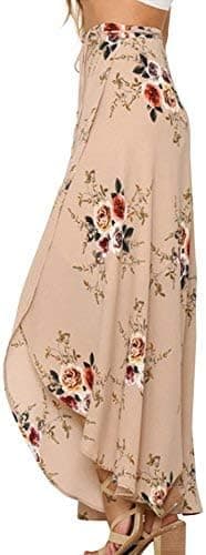 Kvinnors Boho Blommiga Tie Sommar Strand Wrap Klänning, XL