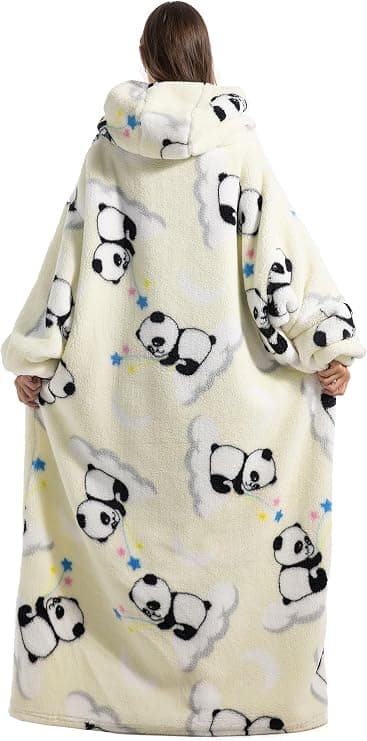 Ekstra lang overdimensjonert hettegenser-pledd, myk fleece-pledd for voksne kvinner, fluffy stor hettegenser for tenåringer