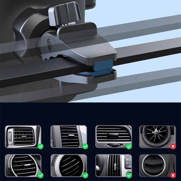 Biludluftningsholder til telefon - Sort, Gravity Auto-Clamp, 360° rotation, Stabil og sikker telefonholder til bil