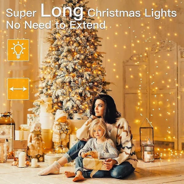 30m 300 LED String Light Christmas Decorations Warm White Waterproof String Light Mains Powered With 8 Modes For Patio/Garden/Window