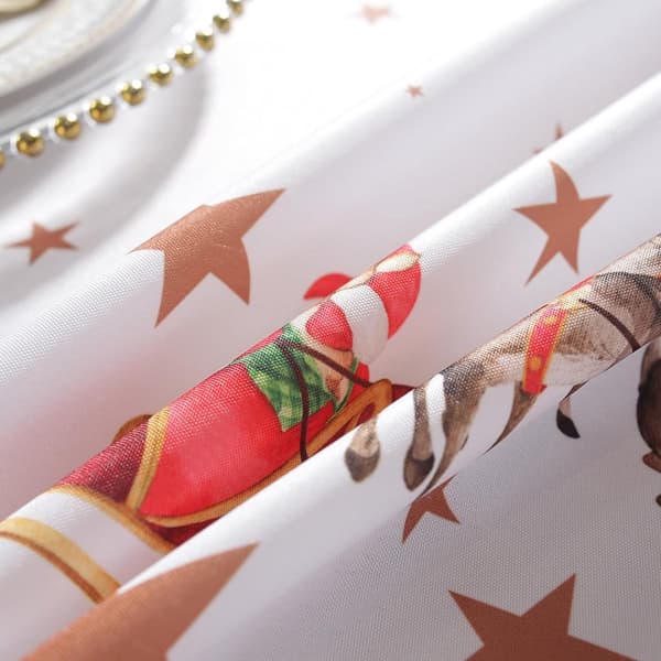 Christmas Tablecloth, 1 Piece, 150x180 cm, Waterproof, for Rectangular Table, Elk Decoration