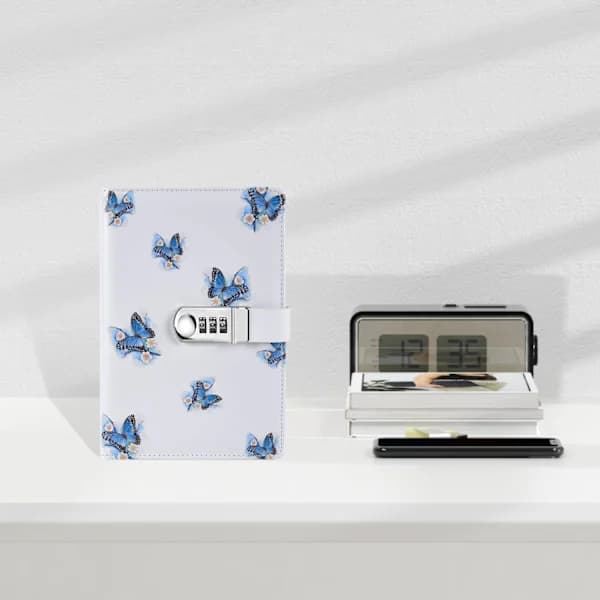 A5 Creative Password Journal with Lock, PU Leather Diary with Combination Lock Password Notebook Lockable Journal Diary_tfrf