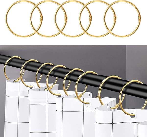 24 Gold Duschvorhangringe, rostfreier Duschvorhang für das Badezimmer