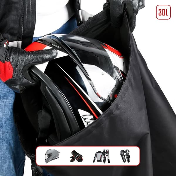 Lockable Helmet Bag, 30L, Oxford with Combination Lock, for Motorcycle and Bicycle Helmet, Large