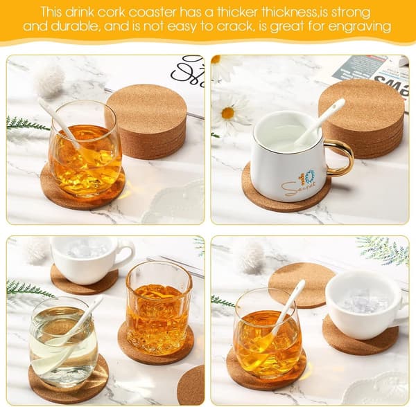 Cork Coasters, 80 Pieces, Round 100x5mm, Heat Resistant for Kitchen and Dining Table