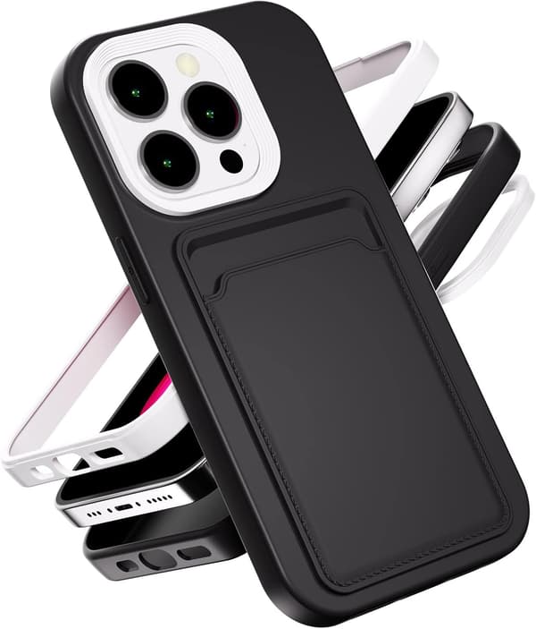 Mjukt TPU-telefonfodral kompatibelt med Apple iPhone 16 Pro, baksida med kortfack [JUN]