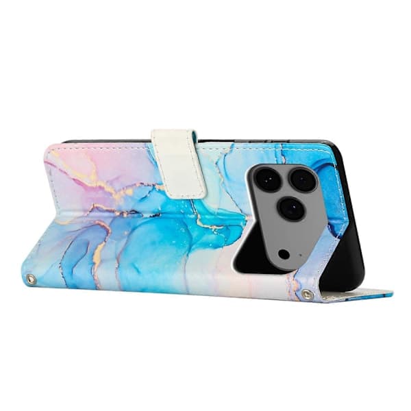 Compatible with iPhone 17 Pro Max Kickstand Case Marble Pattern PU Leather Wallet Case Multi-color Pink Green Pink Green Multicolor