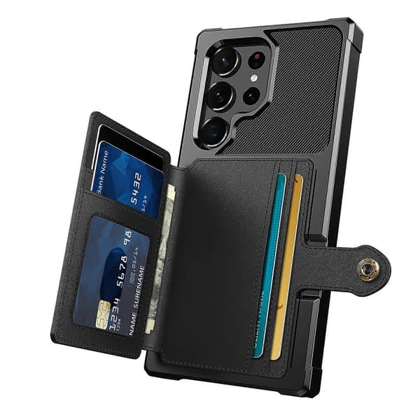 Magnetisk læderpung-etui med kortpladser til Samsung Galaxy S23 Ultra 5G