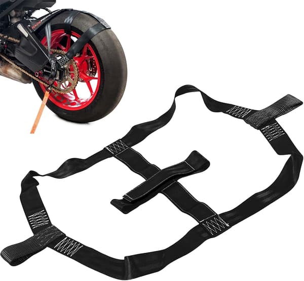 Motorcycle Towing Strap, Universal Accessory for Motorcycle Rear Wheel, 48mm Fastening Strap (Black)