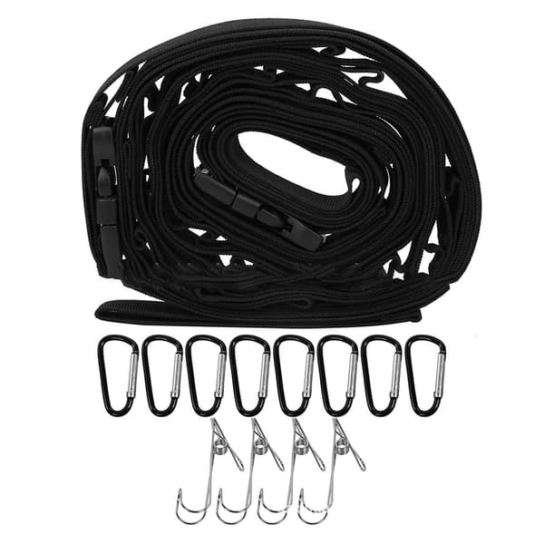 Camping Rope Outdoor Camping Clothesline Storage Strap Tent Rope with D-ring Black