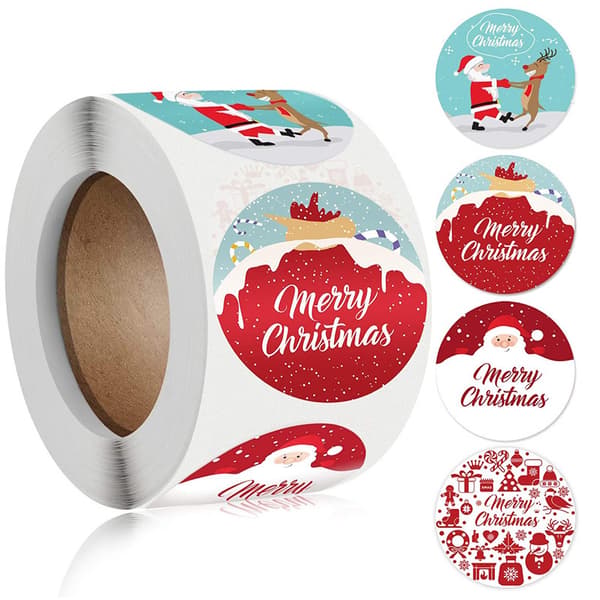 Blue 3.8 cm Roll Christmas Stickers, Gift Packaging Seal Label, Merry Ch