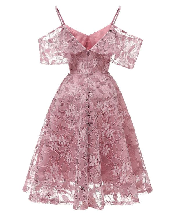 Formell klänning för damer, bröllopsfest, spetsklänning ROSA M PINK PINK M