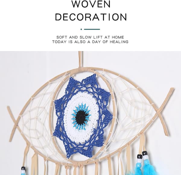 1 pc Dream Catcher with Devil's Eye, Bohemian Style Tapestry, Handmade
