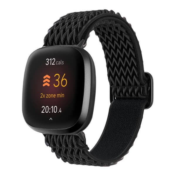 Flettet nylonarmbånd til Fitbit Versa 3/Sense - Armbånd Sort