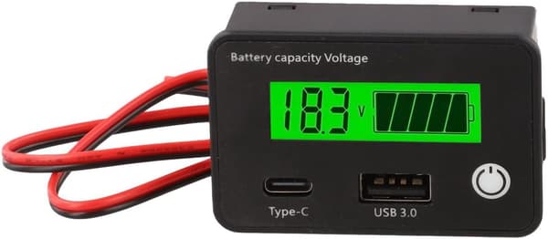 Batterikapacitetsindikator DC8 som stöder syra P och järn F fordon 30V litium med för