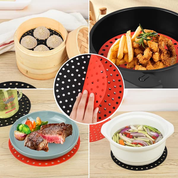 Air Fryer-foder, Dia 8\" Air Fryer Silikonfoder, Återanvändbara Silikonfoder