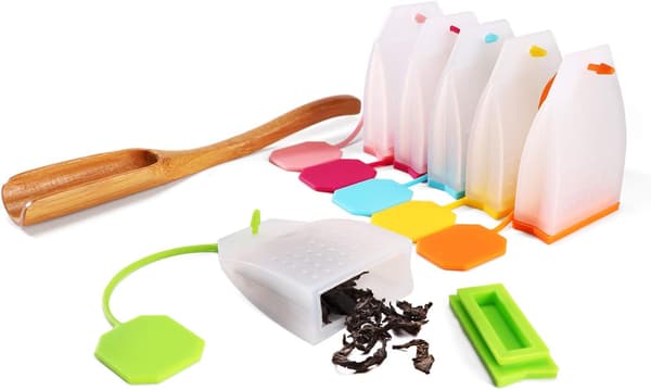 6-pak silikone te-infuser, genanvendelig te-infuser til løse blade med
