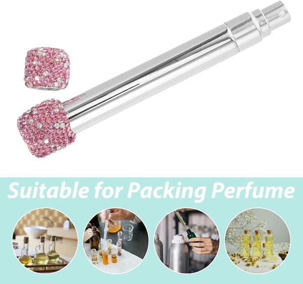 Påfyllningsbar Parfymatomizer med Strass 10ml Mini Sprayflaska i Glas Läckagesäker Bärbar Rese-Doftdispenser för Kvinnor Rosa