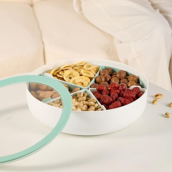 Kreativ snackserveringsfat med lock. Röd. ca 11.2″ diameter 3.1″ höjd