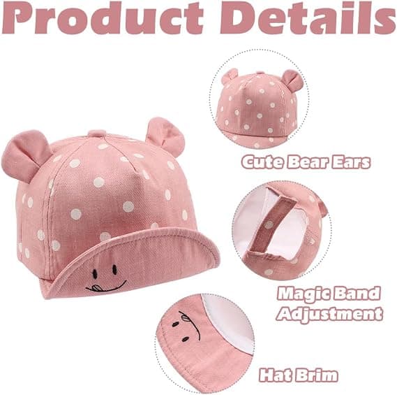 Bomuldsbabyhat (rosa, hattens omkreds ca. 46 - 48 cm) 12 til