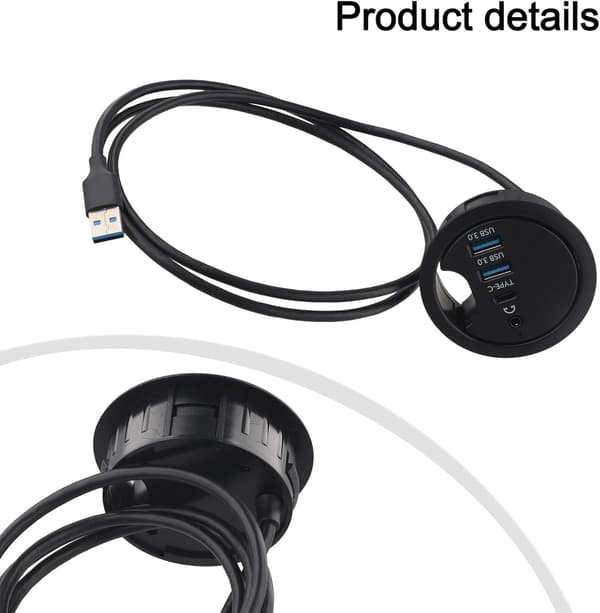 Kompakt Skrivebordsdock USB 3.0 Hub Port Audio Interface Kabelgennemføring Splitter Med Dobbelt Til Bærbare Computere