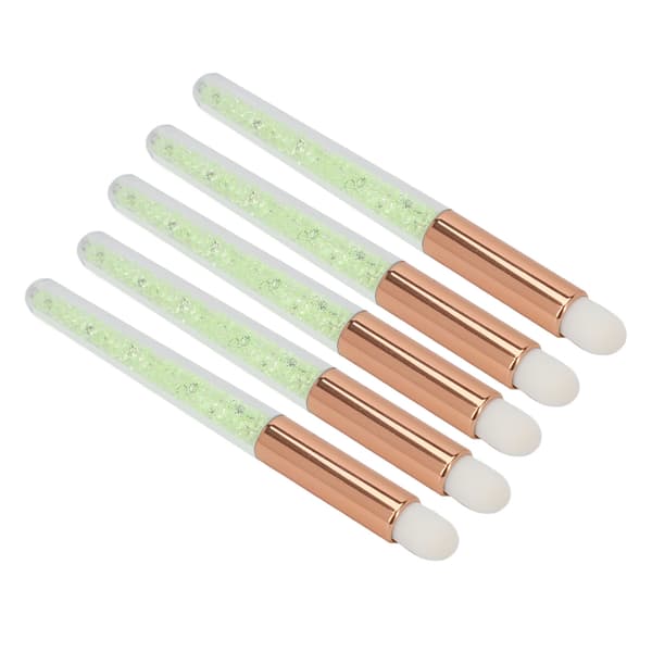 5 Pcs Round Tip Lip Brushes with Rhinestone Handle, Soft Bristles, Lipstick Applicator