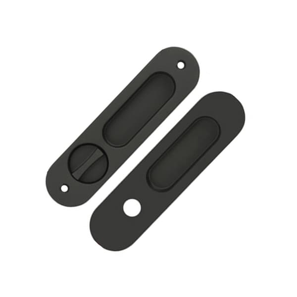 Flush Sliding Door Handle Set - Embedded Lock Body Handle for Interior Doors Black Black 120