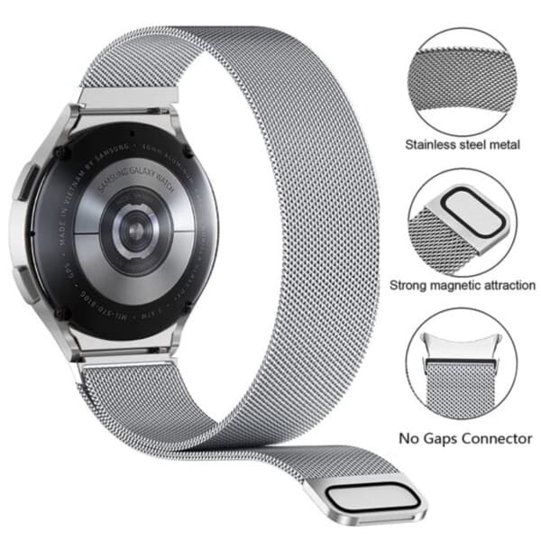 Galaxy Watch 4/5 Metallarmband 20mm Milanese Mesh Silver