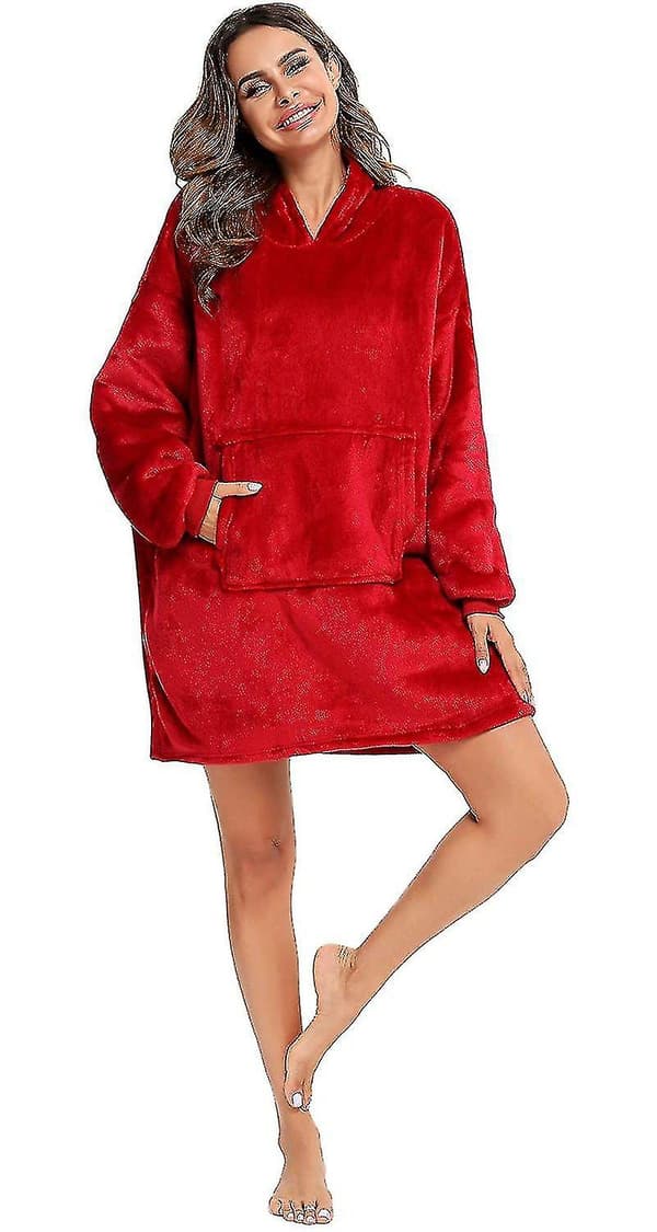 Genser Hettegenser Robe Teppe Hettegenser, Teppe Genser Flanell Hettegensere (rød)