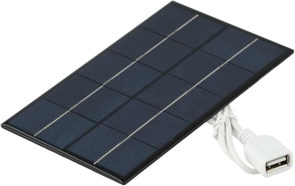 USB-oplader Udendørs Camping Vandring Telefonopladning Bærbart Solpanel 2,5W Polykrystallinsk Silicium til Sort