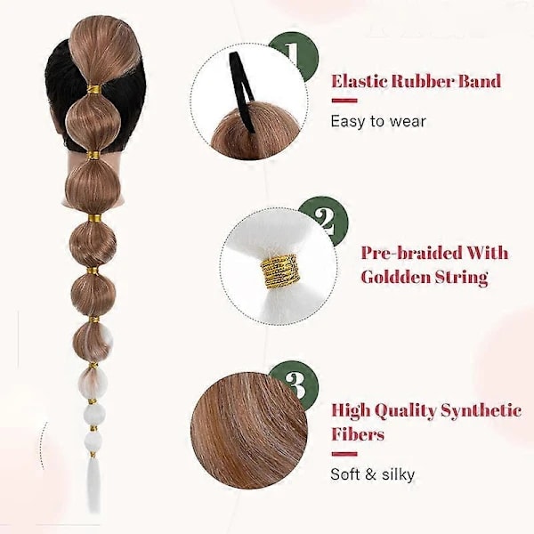 2-pack Bubble Lantern Braid Wrapped Ponytail Hair Extension 86 cm