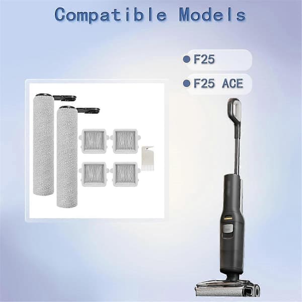 Replacement Kit for Roborock F25 / F25 ACE Vacuum Cleaner, Includes 2 Roller Brushes and 4