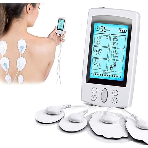 Elektrostimulator - TENS - EMS - 16 programmer - 20 intensitetsnivåer - Oppladbar hvit