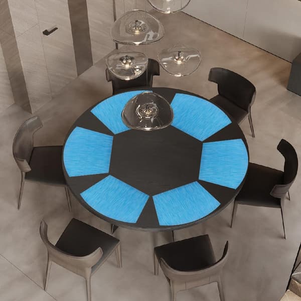 Blått sett med 4 PVC-bordbrikker - Vaskbare - For runde bord
