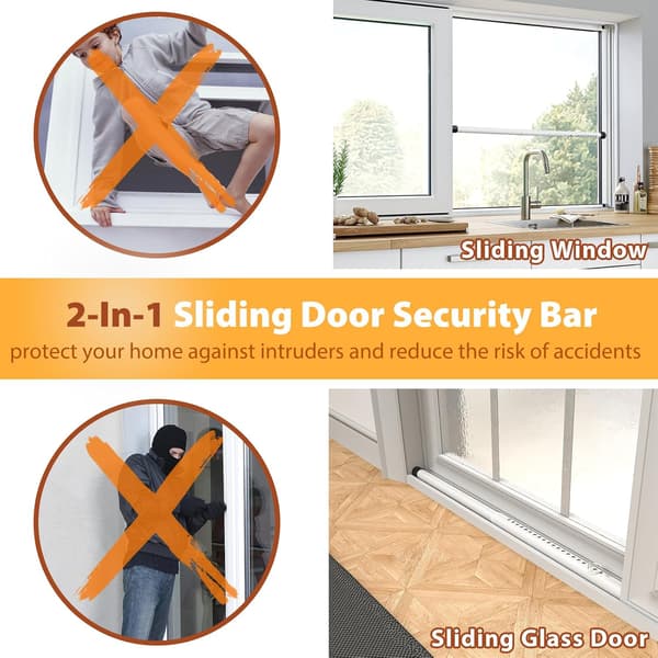 17-50 inch Sliding Door Security Bar, Adjustable Sliding Door Lock Security Bar