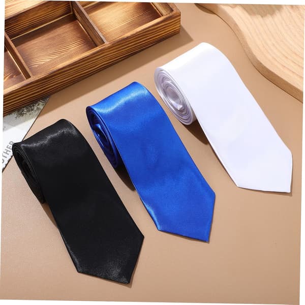3-pack herrslipsar i satin, enfärgat slipsset, smal modell för formella bröllop och middagar