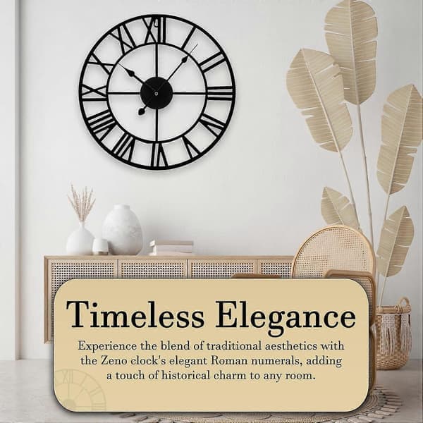 Large Wall Clock | Large Kitchen Clock | Hollow Clock | Black Wall Clock | Wall Mounted Roman Numeral Clock | 40CM-FQ-