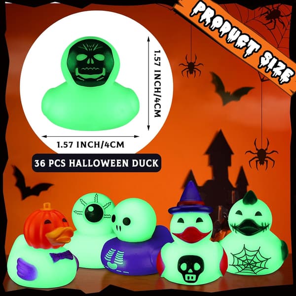 36 stk. Halloween selvlysende gummiænder i bulk