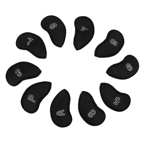 10 Pcs Golf Club Head Covers Golf Iron Pole Covers Club Protective Headcovers with Numbers Black