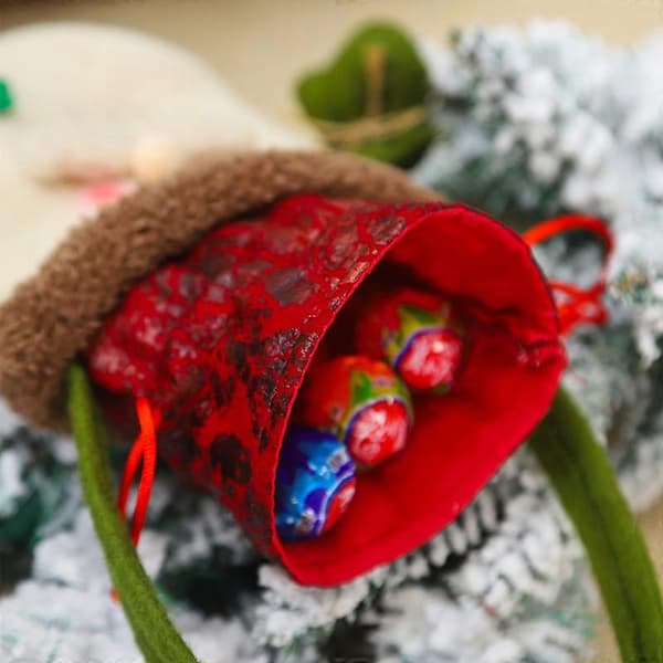 3-pack juläppelpåsar, godispåsar för barn, julklappar, julgransdekorationer, presentpåsar