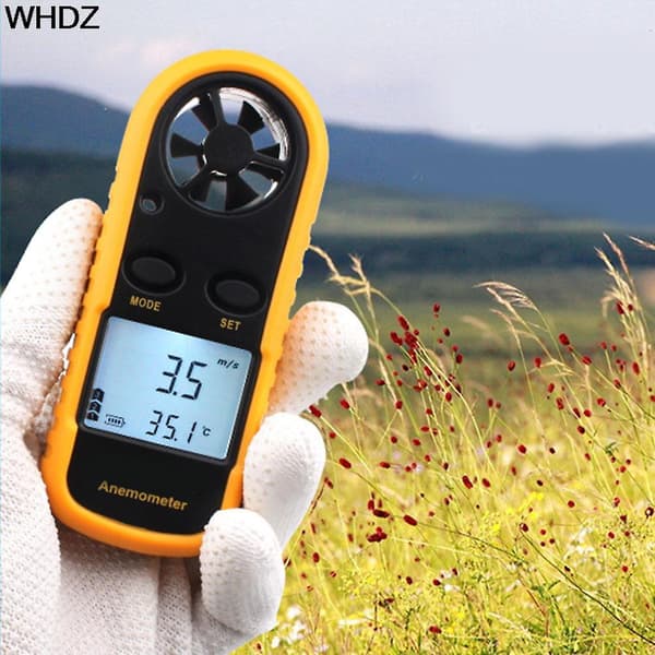 Digital Anemometer Vindhastighedsmåler -10~45C Temperaturmåler Anemometro med LCD-baggrundsbelysning