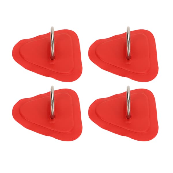 4 stk D-ring patch rustfrit stål D-ring pude til oppustelig båd, surfbræt, jolle, paddleboard, rød