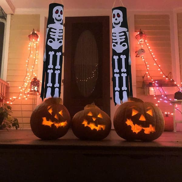 2 store Halloween spøgelsesvindposer, til udendørs have terrasse græsplæne