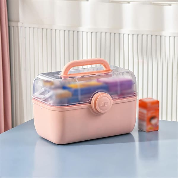Portable Organizer Box 3 Layers Lockable Storage Container Versatile for Home School Office
