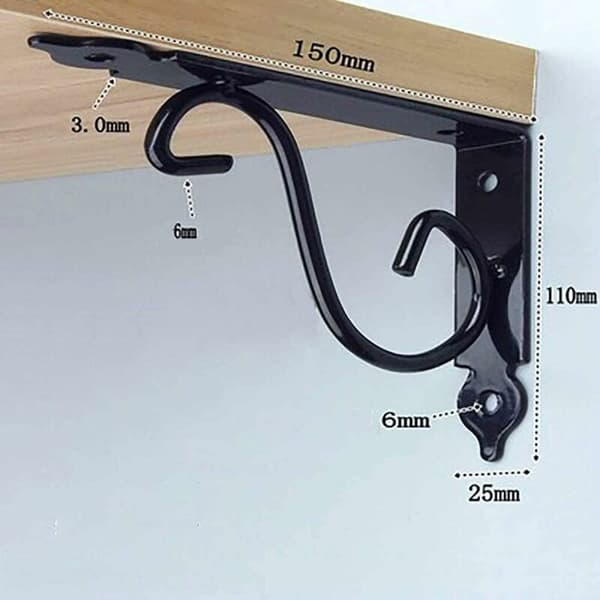 Wall bracket, 4 pcs steel 90 degree triangular brackets, wall-mounted L-shaped bracket, multifunctional shelf bracket (black)