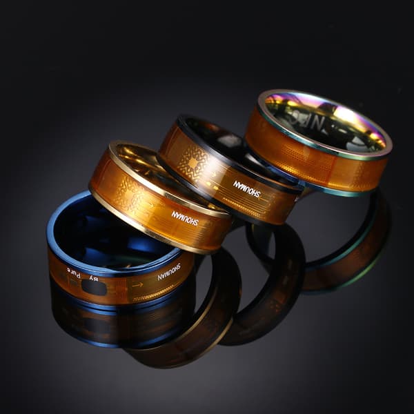 Moderigtig NFC mobiltelefon tag smart ring rustfrit stål 8 mm bred smart bærbar ring smart parring (US Kode 6-13)