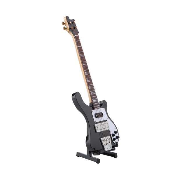 Miniature Sort Basguitar Replika med Stativ og Etui Perfekt Gave til Musikelskere